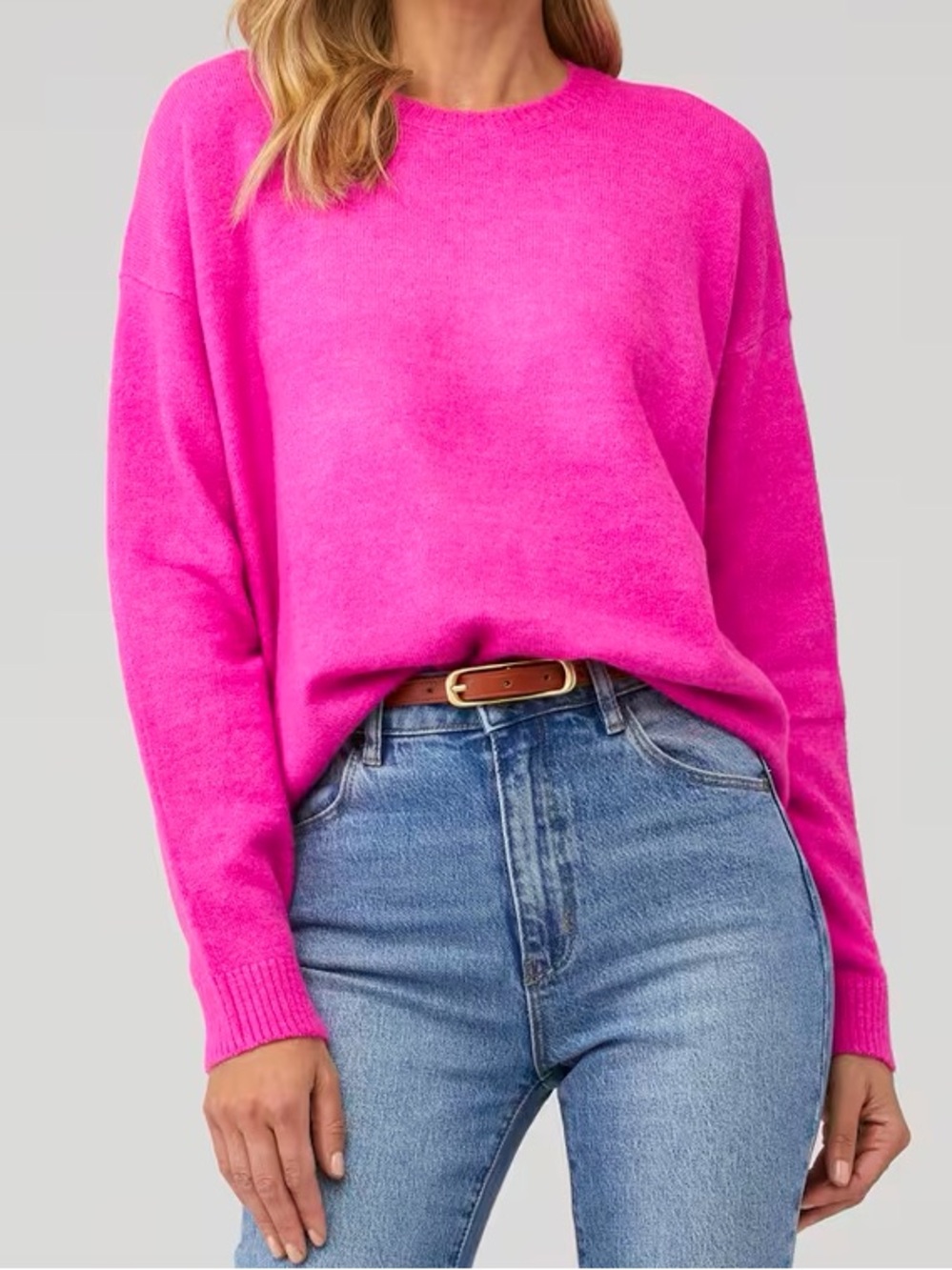 vibrant fuchsia fuzzy knit crewneck sweater from Show Me Your Mumu Sz L